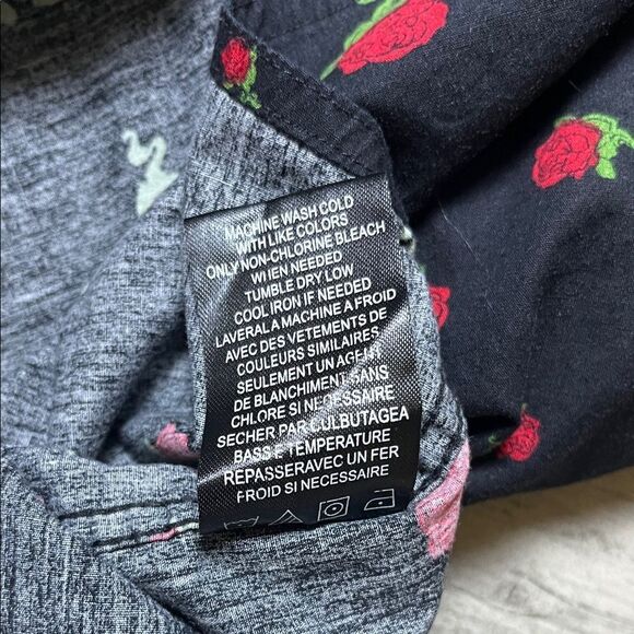 Empyre Black Shirt with Red Floral Design - Picture 4 of 5